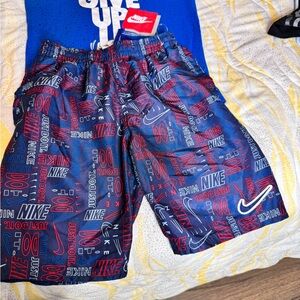 Nike Kids Shorts with T-shirtGraphic Print - Navy and Crimson